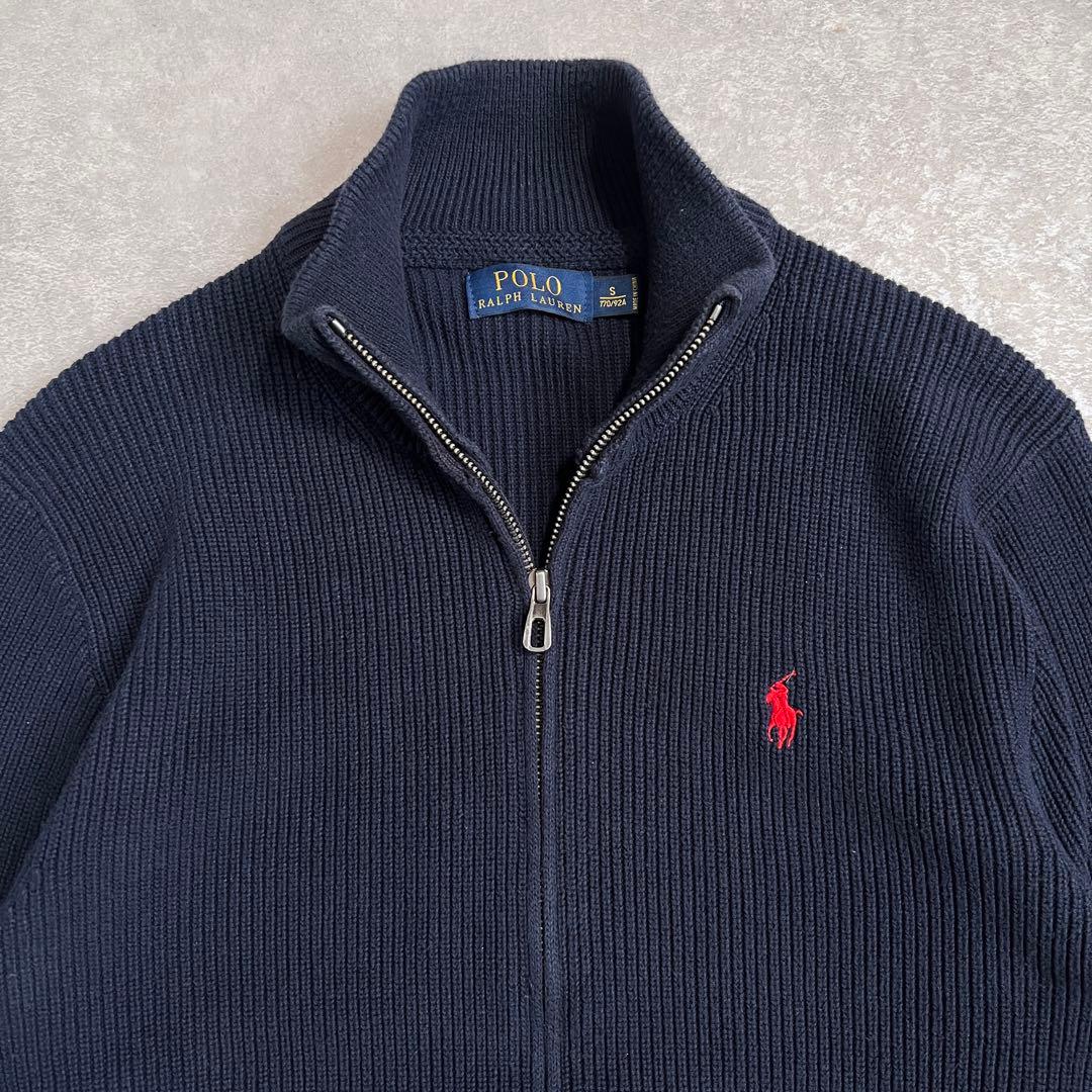 【極美品】ポロラルフローレン ドライバーズニット ジップアップセーター ネイビー