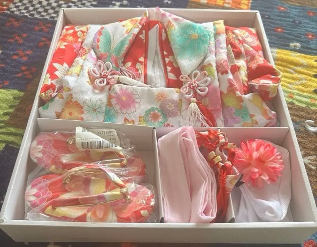 七五三 3歳用 着物フルセット 赤 ピンク 花柄