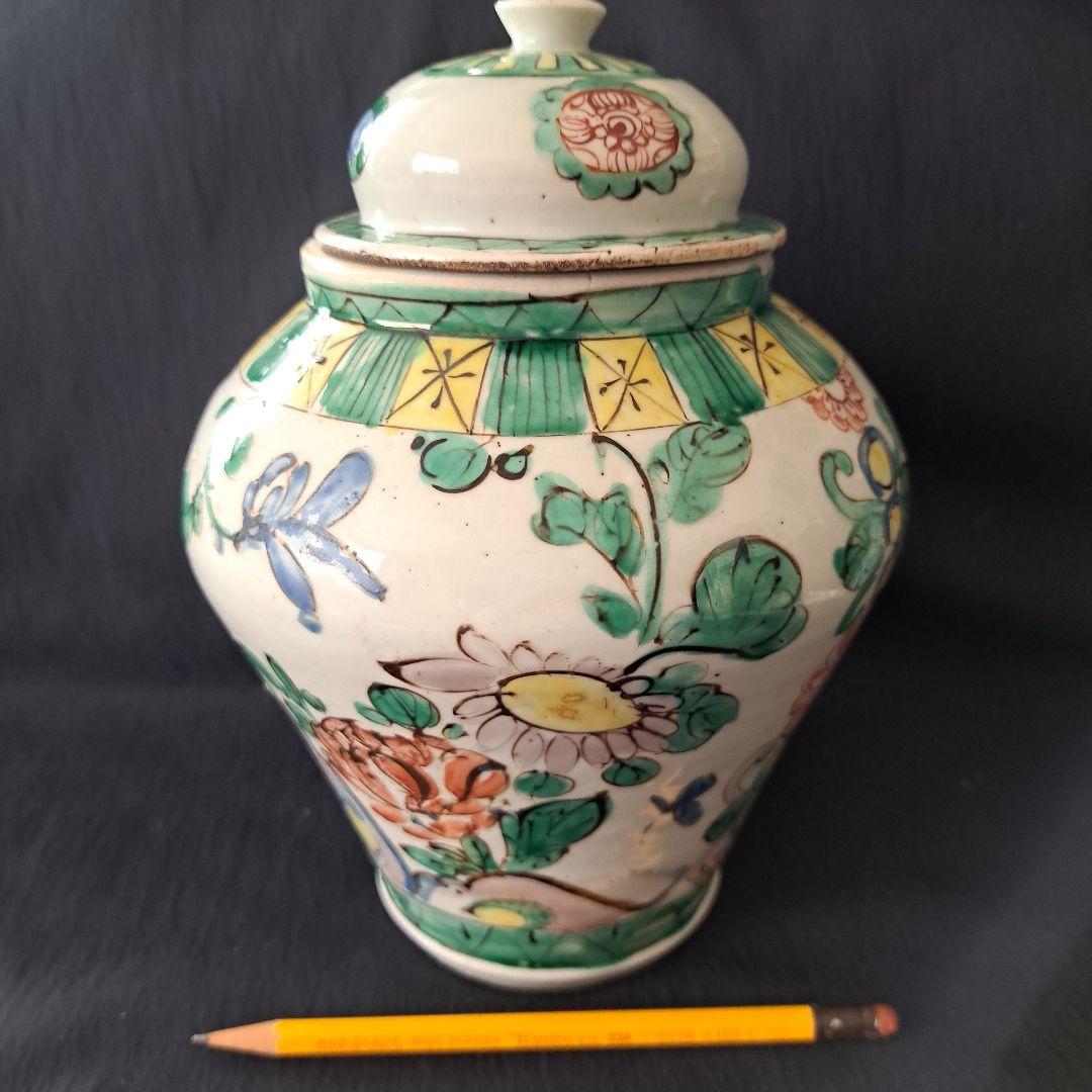 「お宝になります？ 大胆な筆 古伊万里壺の名品！」鳥文壺(高さ22cm) 骨董ア