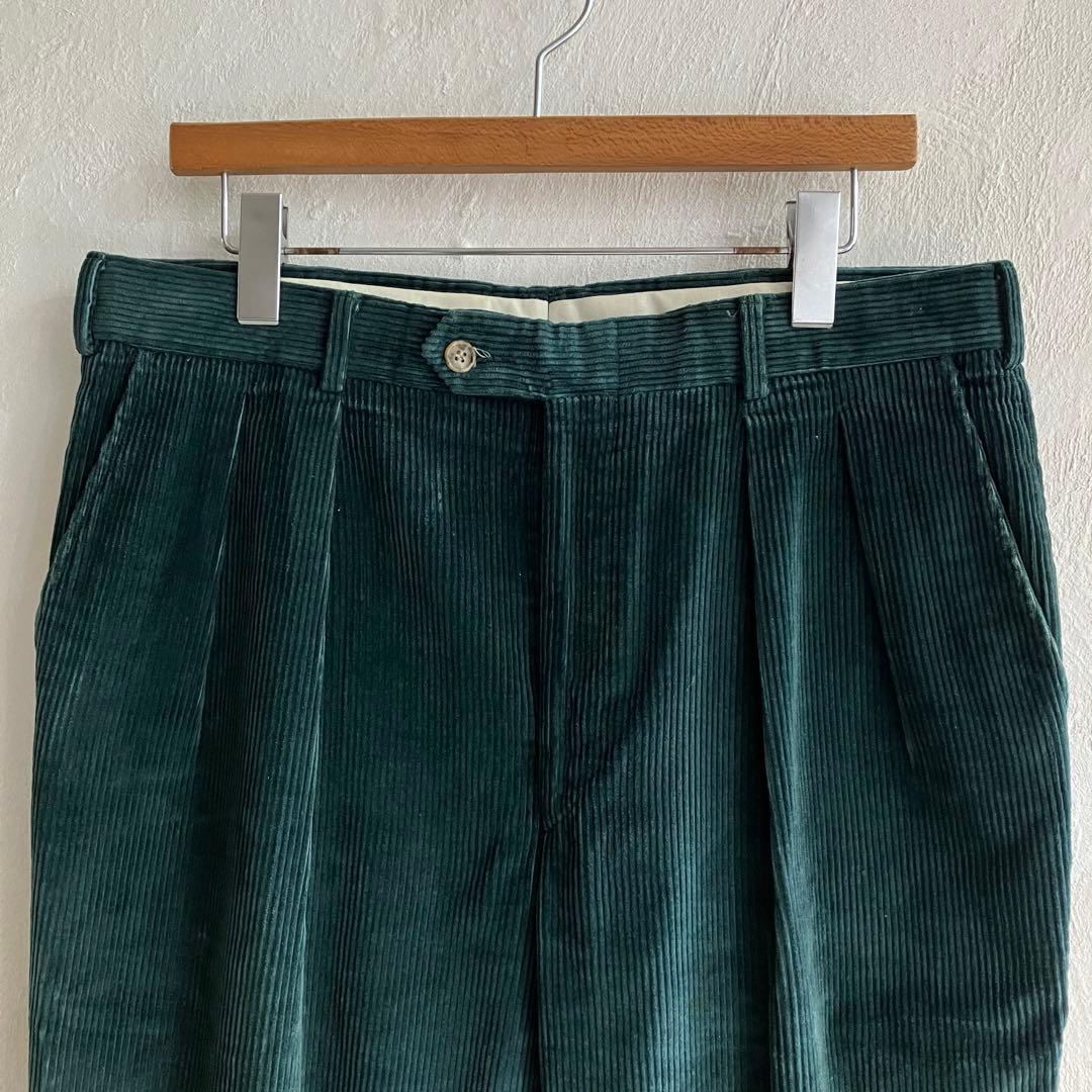 USA製 L.L.Bean ツータック コーデュロイパンツ グリーン 34
