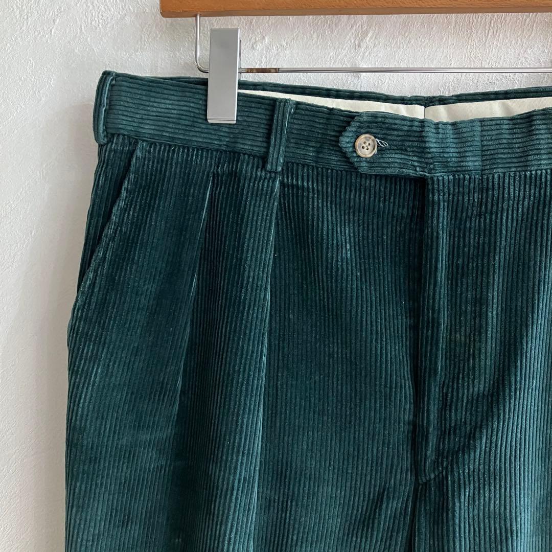 USA製 L.L.Bean ツータック コーデュロイパンツ グリーン 34