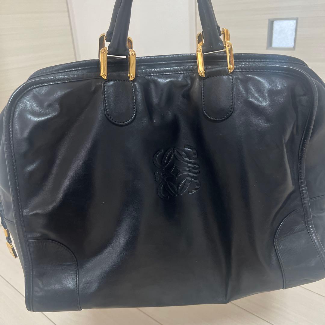 黒レザー ボストンバッグ ロエベ