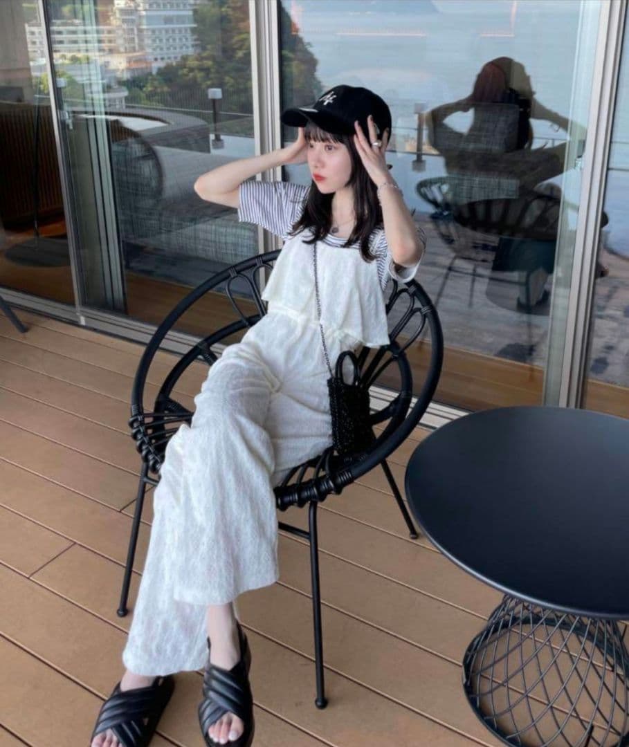 hinari ヒナリ　まる　総レースキャミロンパース　フリーサイズ