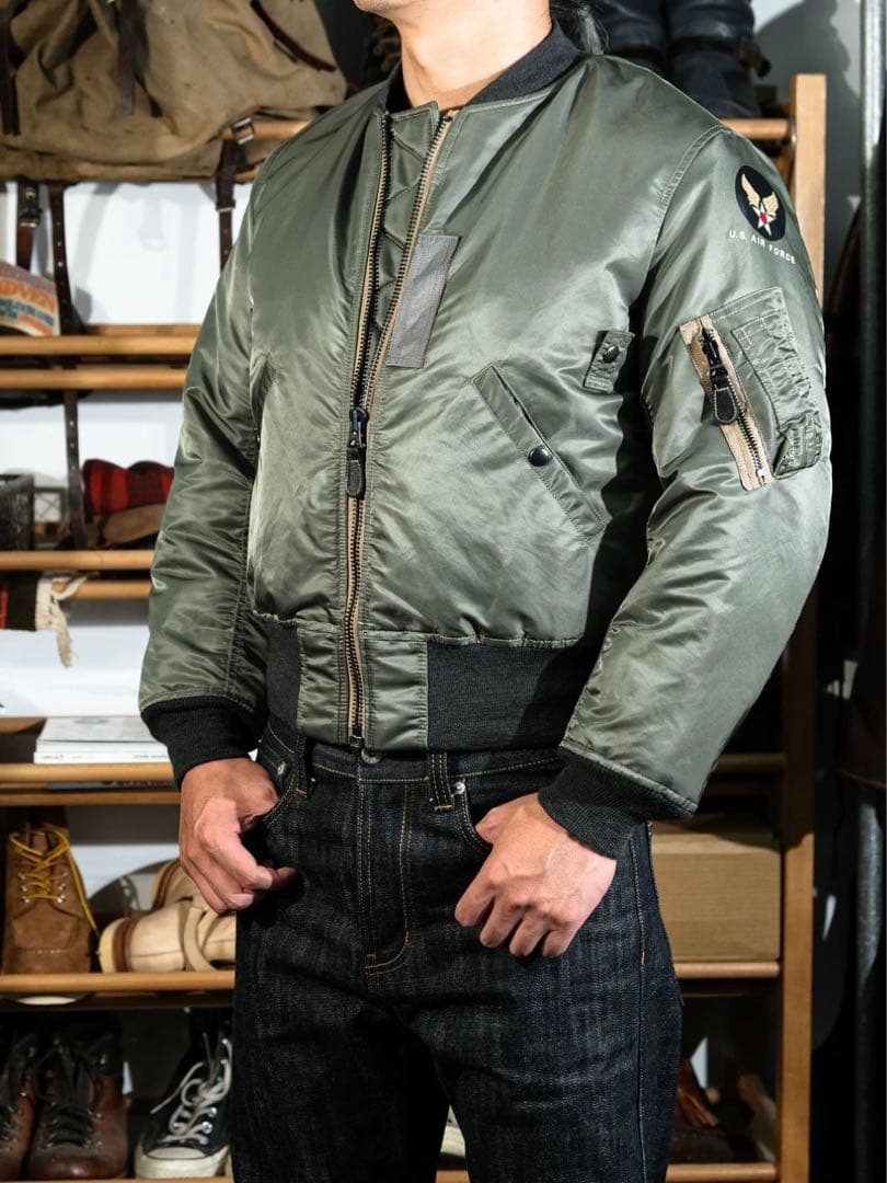 REAL SIMONS MA-1ジャケット オリーブグリーン Mサイズ