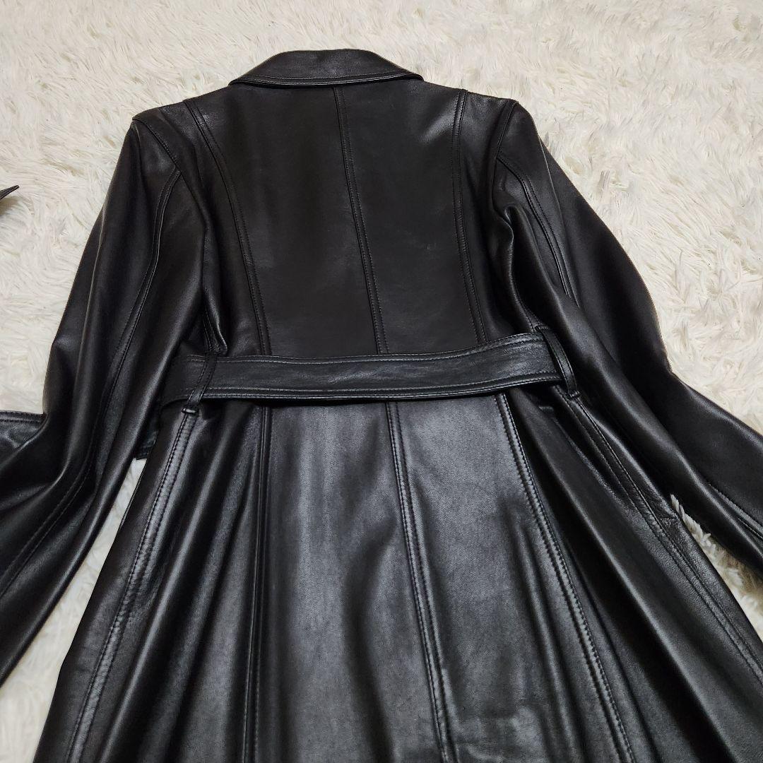 【美品】Pinky&Dianne 羊革 比翼 ラムレザー ロングコート ベルト