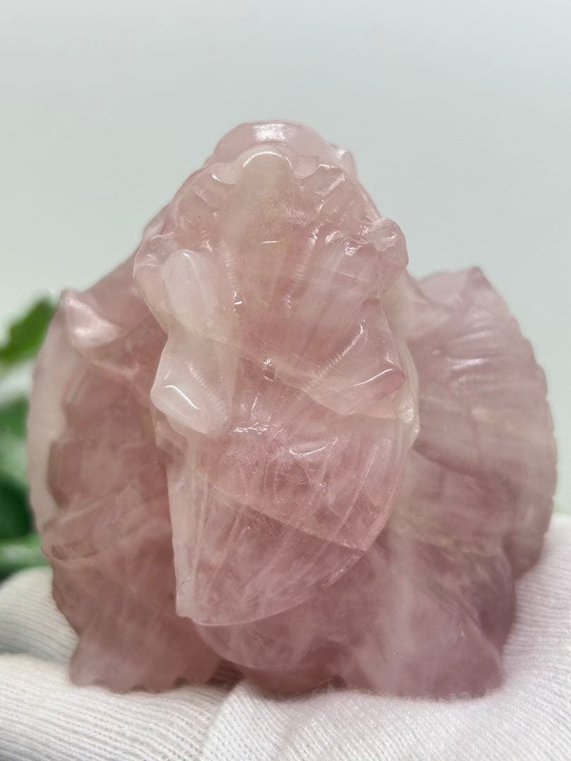 天然石ローズクォーツ　玄武龍亀置物　No.1865