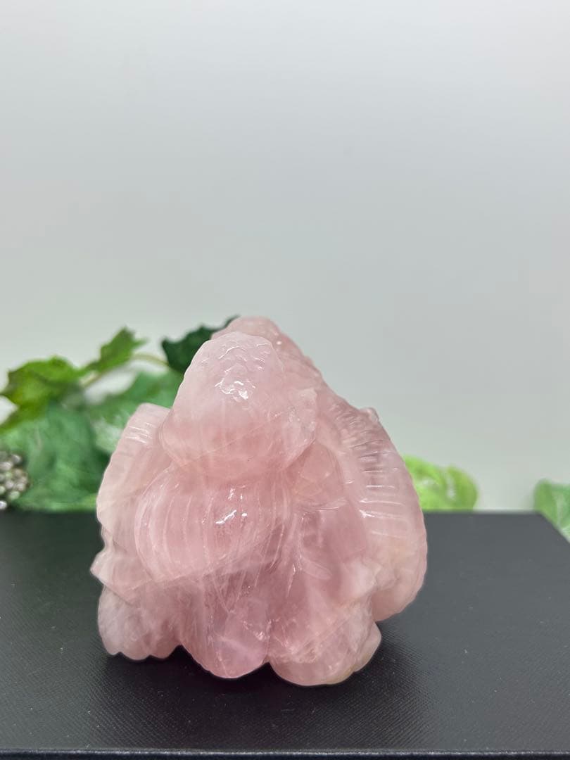 天然石ローズクォーツ　玄武龍亀置物　No.1865