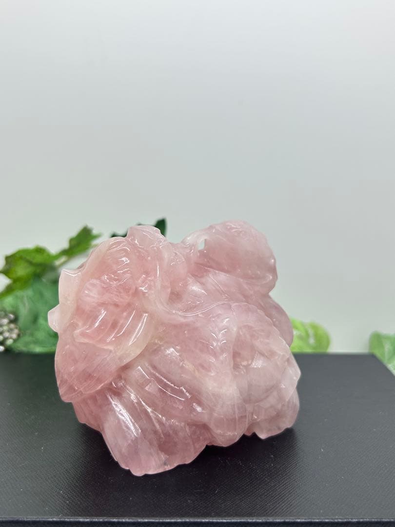 天然石ローズクォーツ　玄武龍亀置物　No.1865