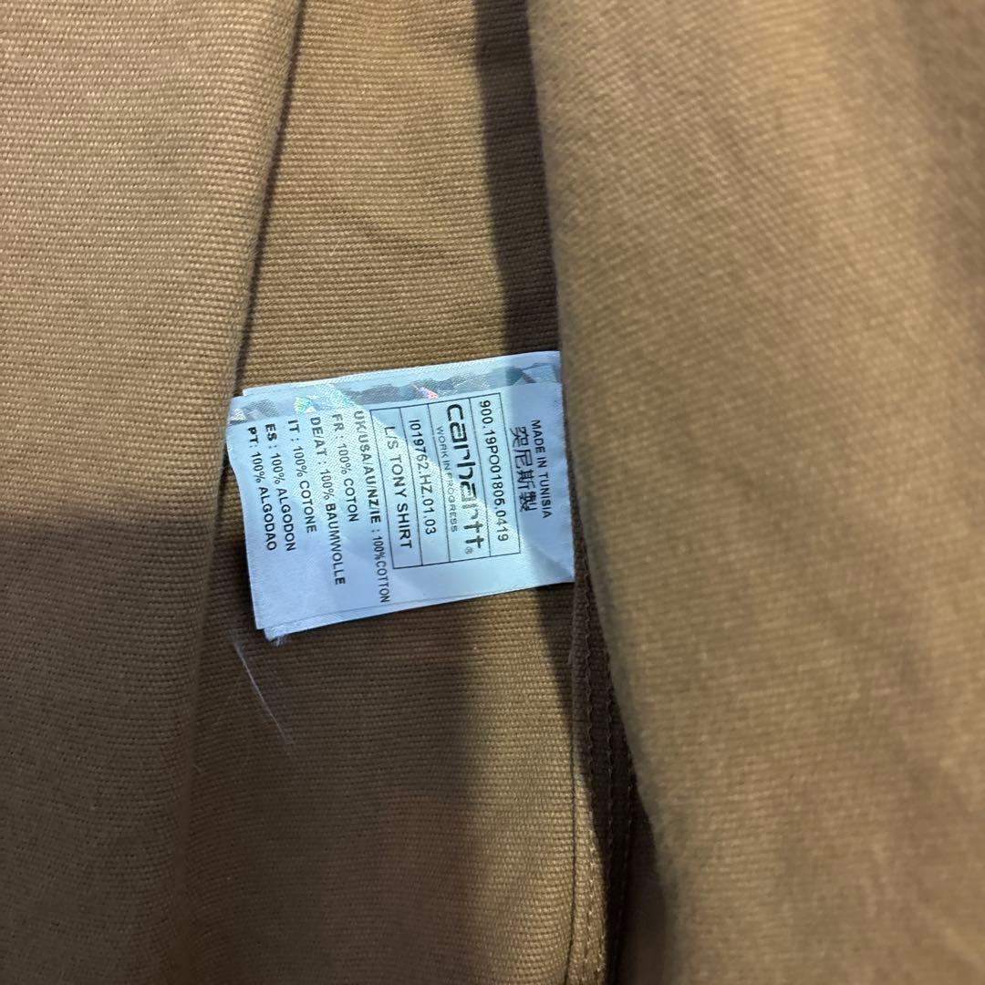 【希少デザイン】carhartt メンズ　ワークシャツ　ブラウン　サイズS