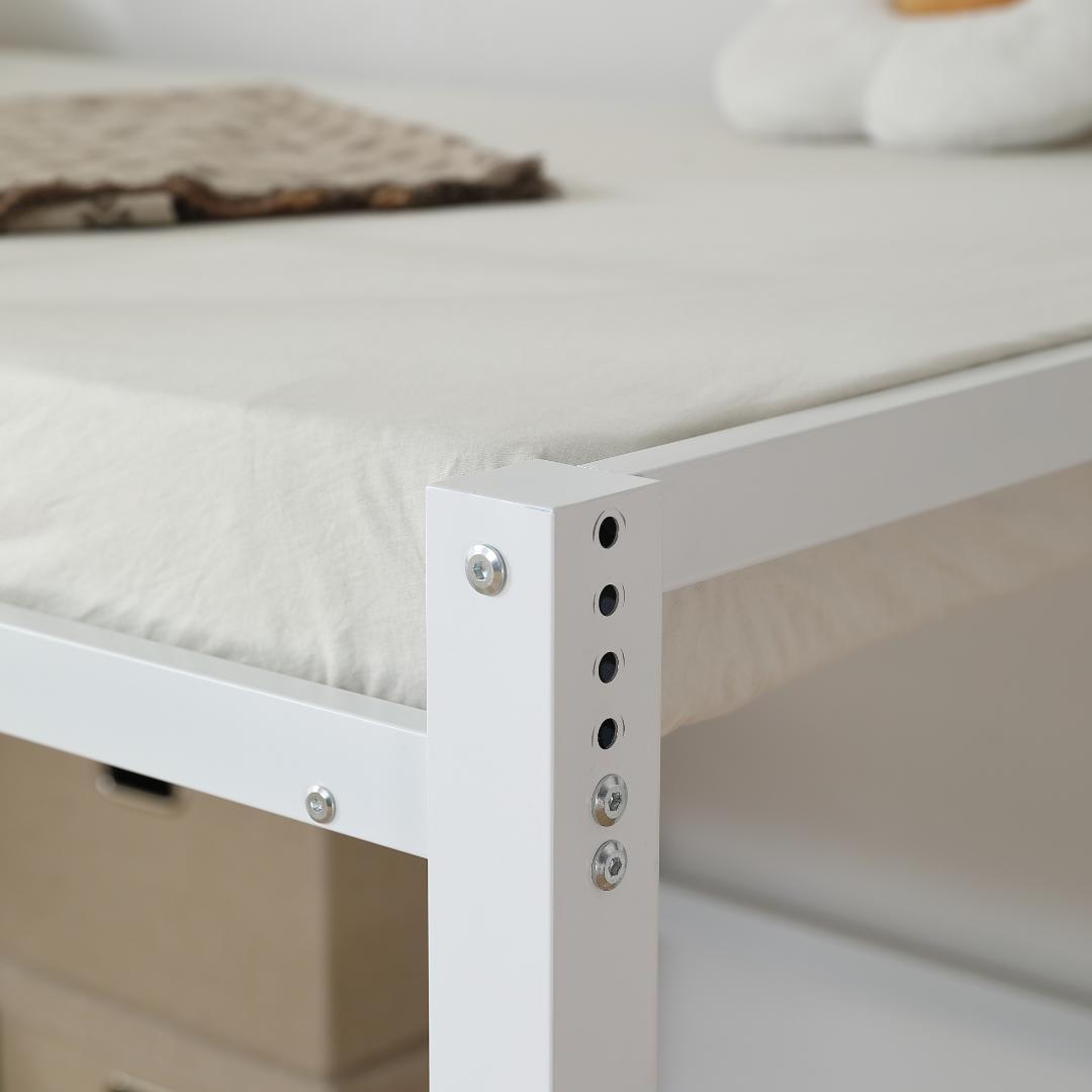 【ホワイト】セミダブル 高さ90cm ロフトベッド パイプベッド 高さ調整可能