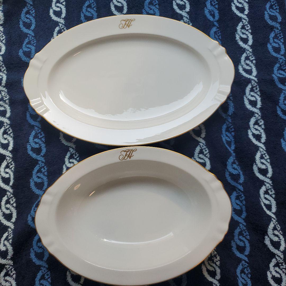 オールド大倉　大倉陶園　ゴールドライン　OKURA 白磁　金彩　大皿　パーティー