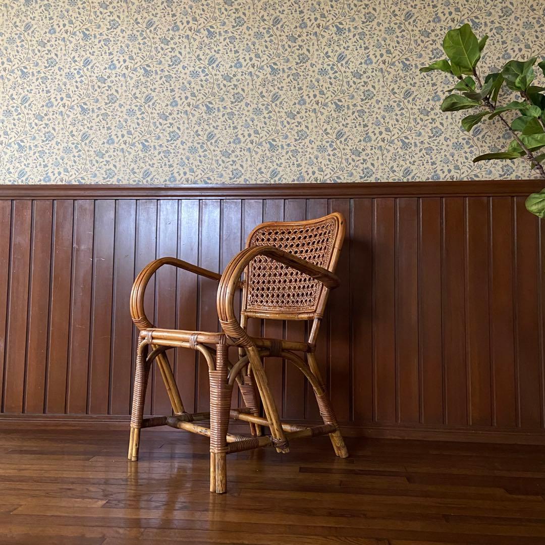 オールド ラタン チェア　ビンテージチェア　アンティークラタン　籐椅子