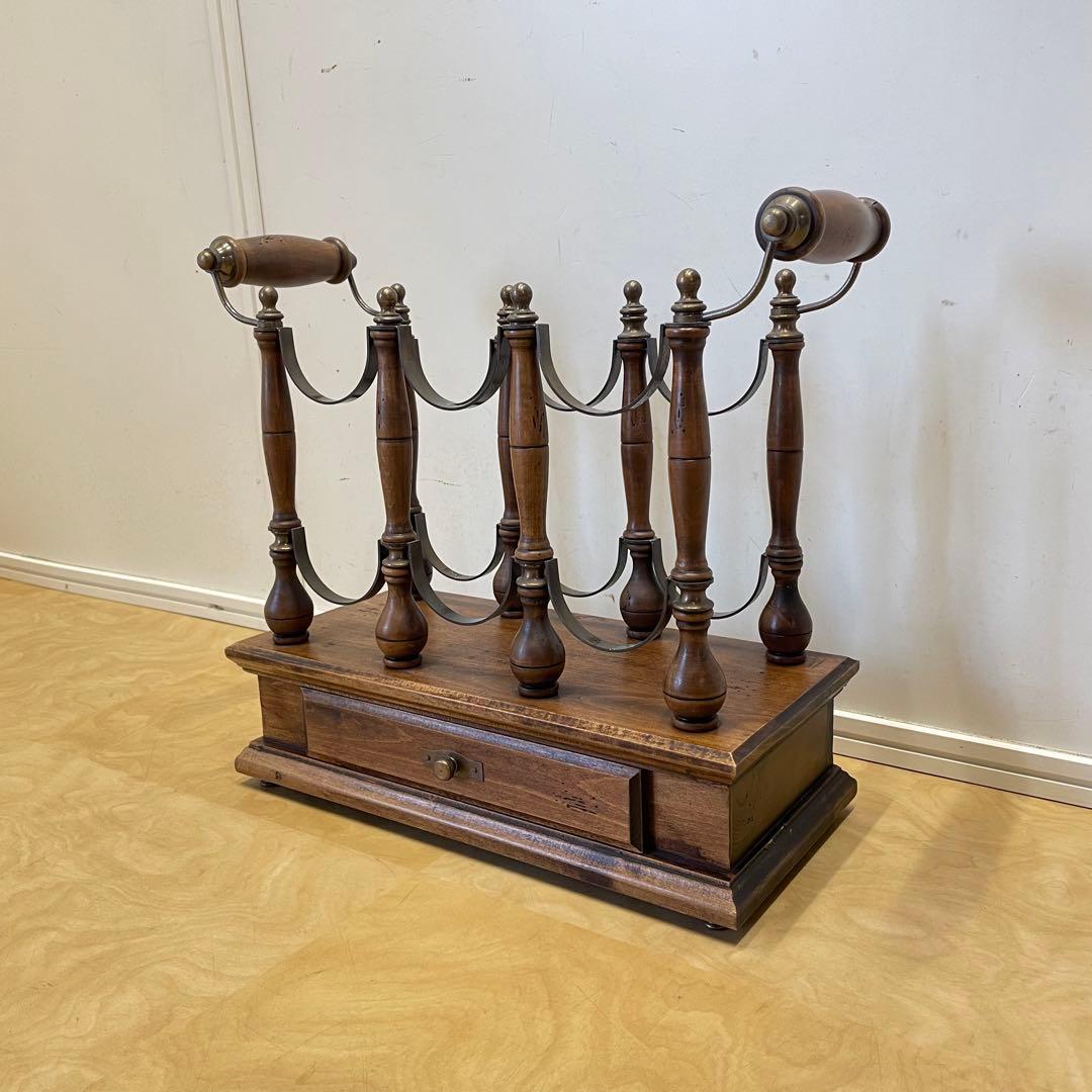 イタリア製 ワインラック ボトルホルダー 6本収納 引き出し アンティーク