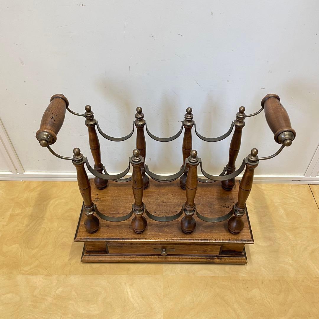 イタリア製 ワインラック ボトルホルダー 6本収納 引き出し アンティーク