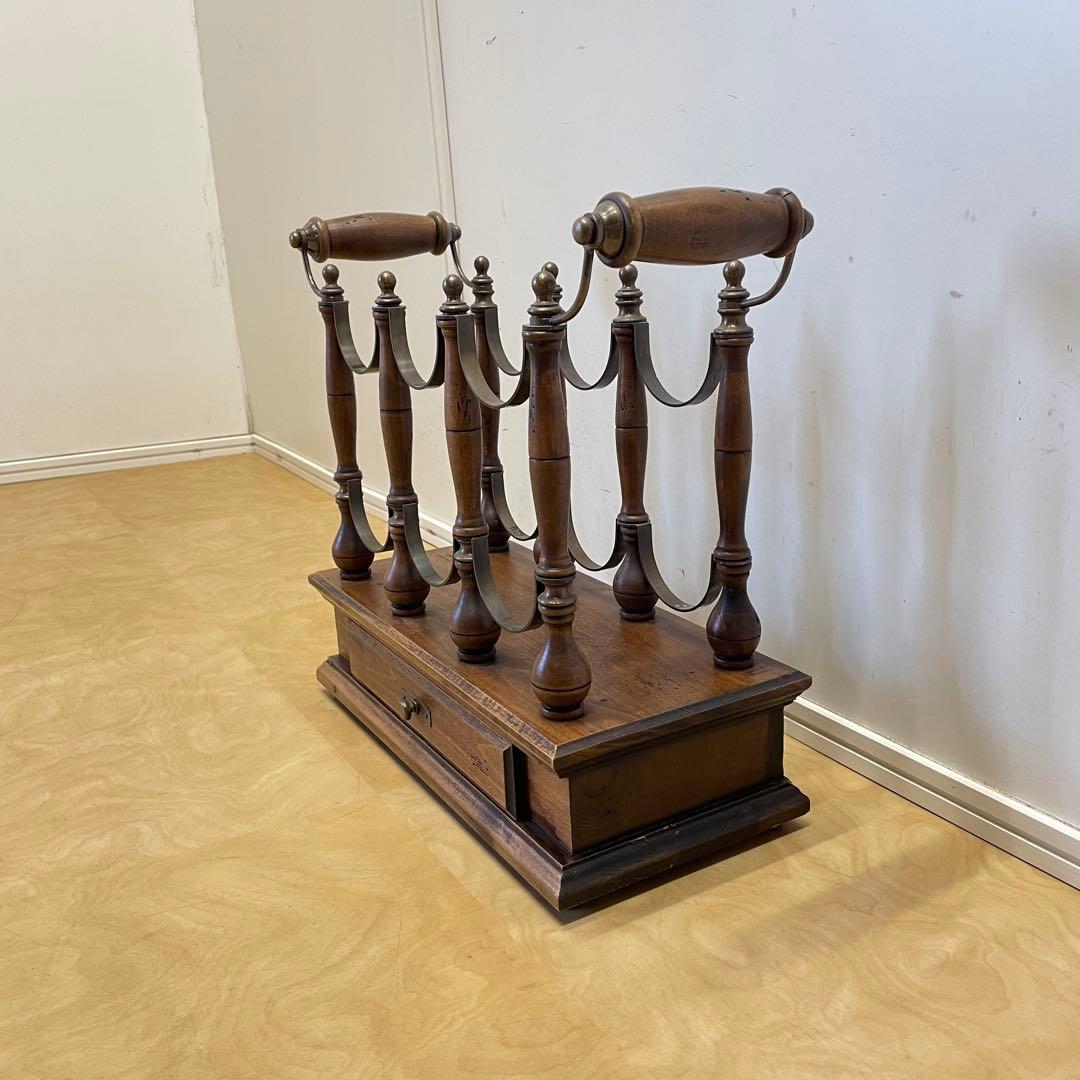 イタリア製 ワインラック ボトルホルダー 6本収納 引き出し アンティーク