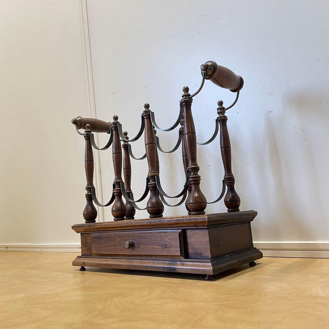 イタリア製 ワインラック ボトルホルダー 6本収納 引き出し アンティーク