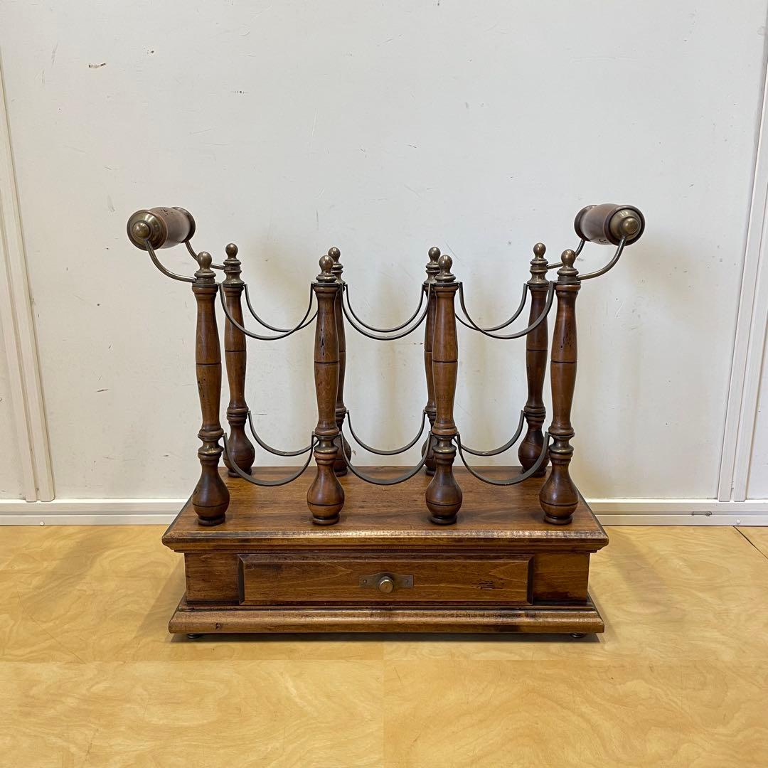 イタリア製 ワインラック ボトルホルダー 6本収納 引き出し アンティーク