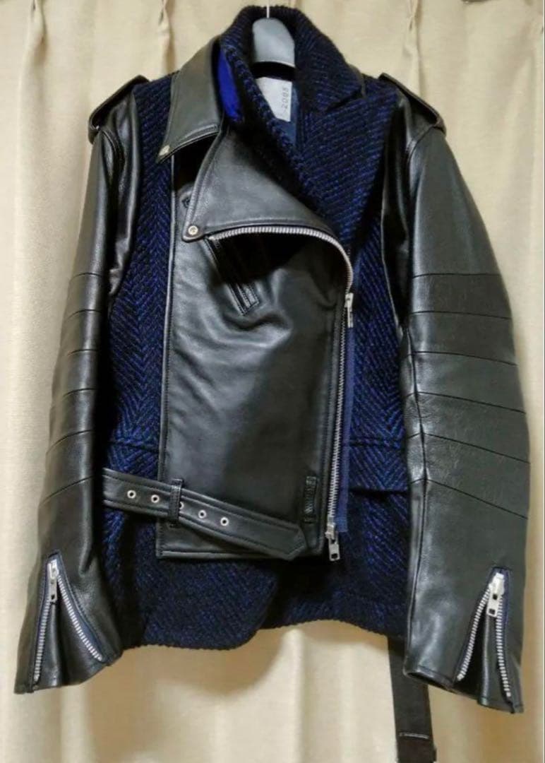 sacai レザージャケット　ドッキング