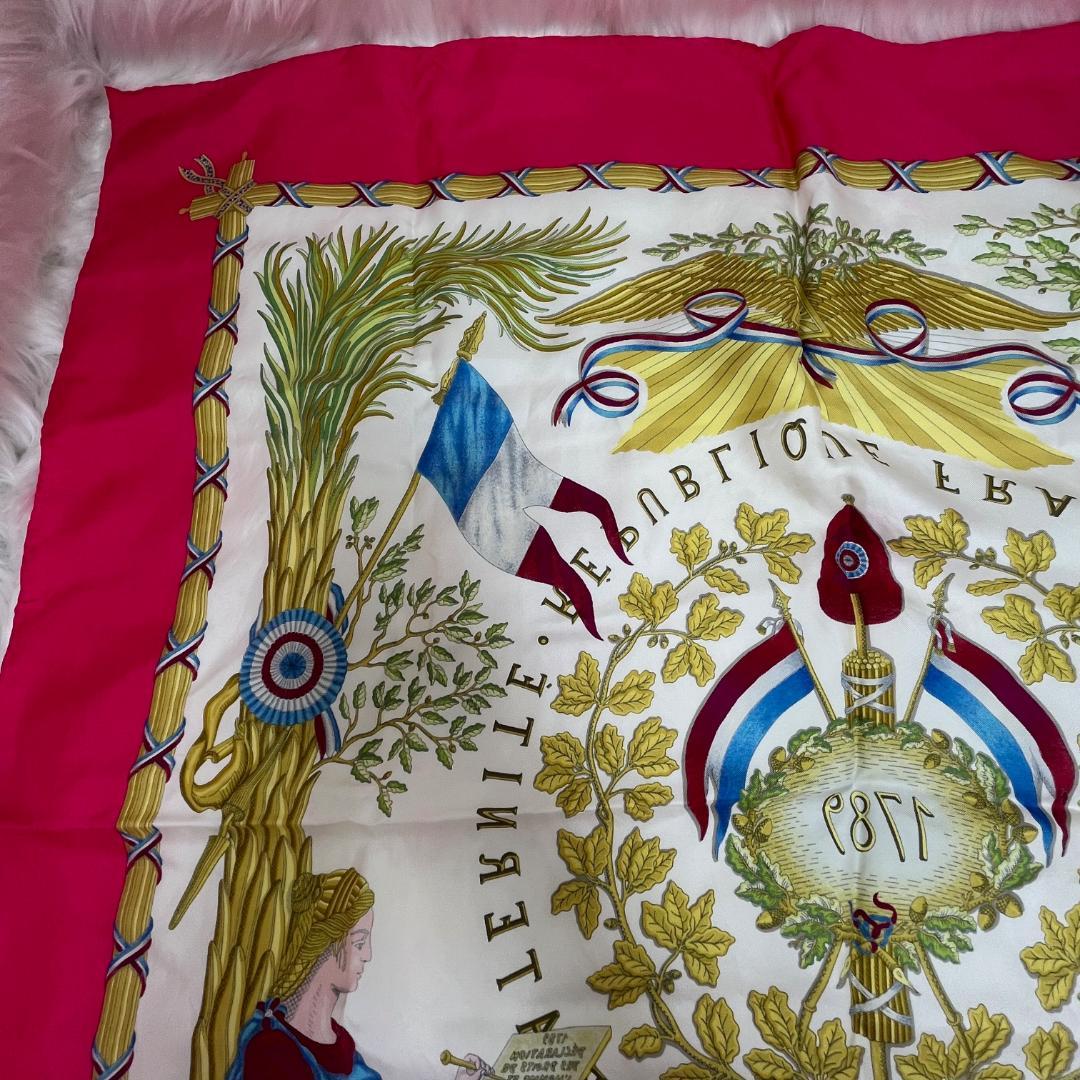 エルメス カレ90 フランス革命記念 スカーフ 1789シルク ピンク　タグあり