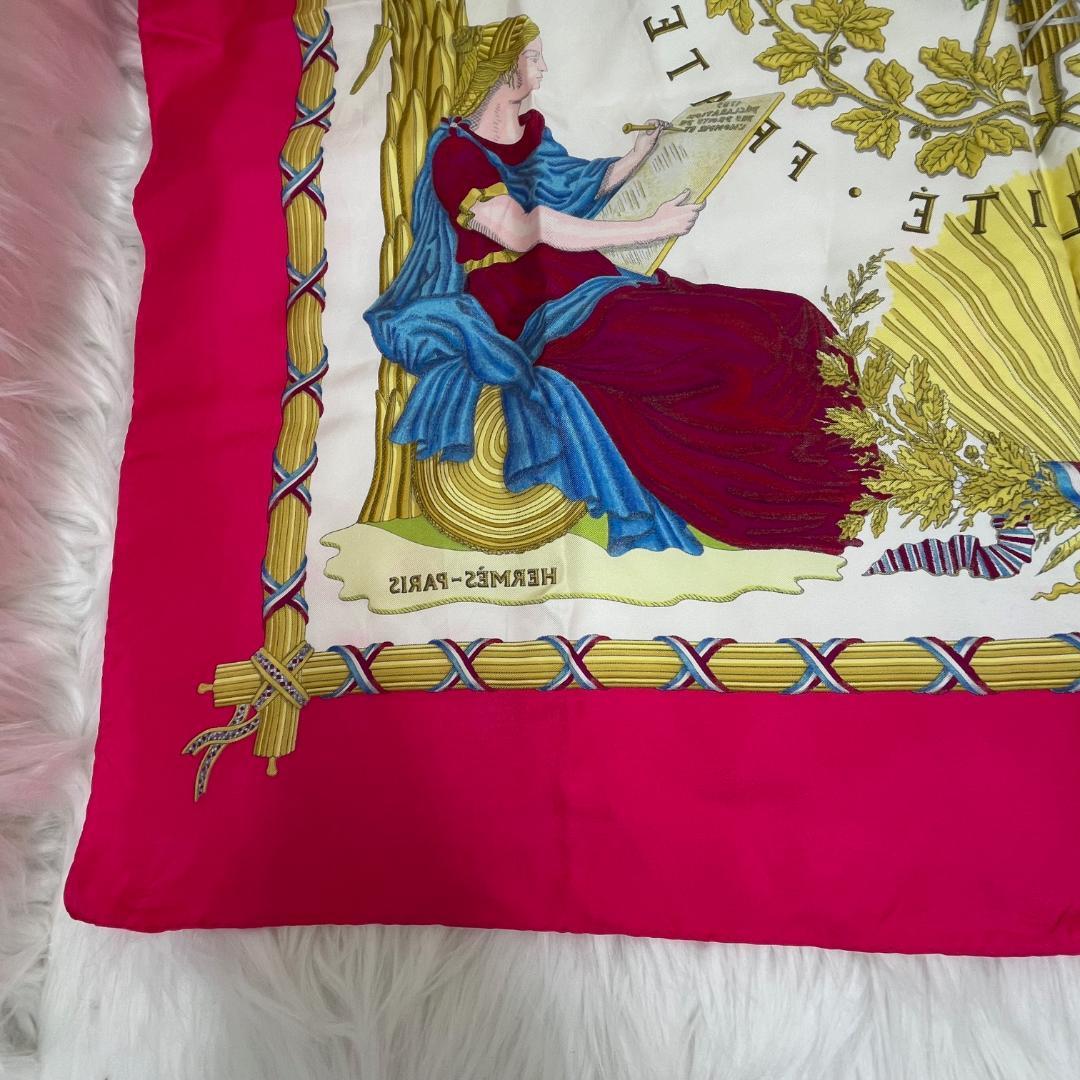 エルメス カレ90 フランス革命記念 スカーフ 1789シルク ピンク　タグあり