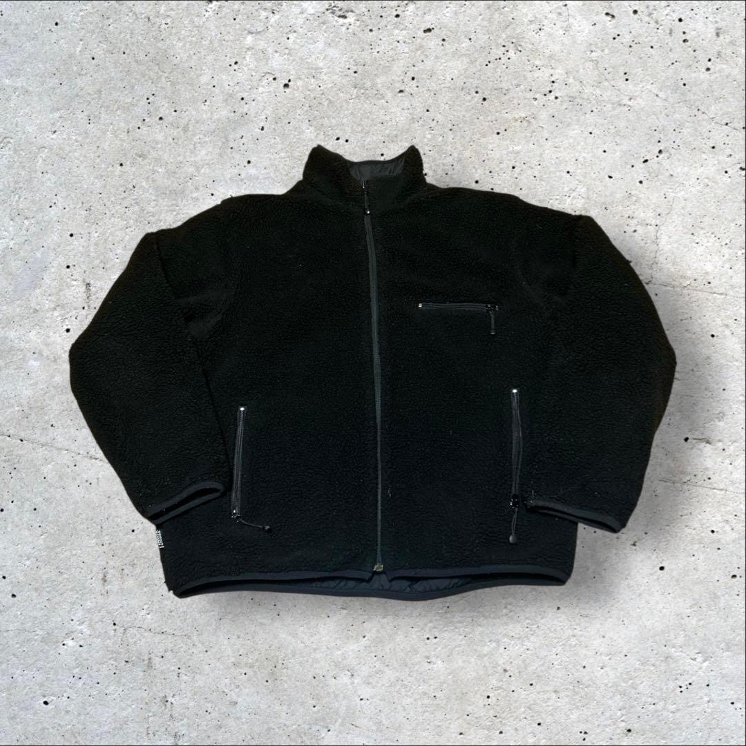 old stussy リバーシブル フリースジャケット キルティング ブラック