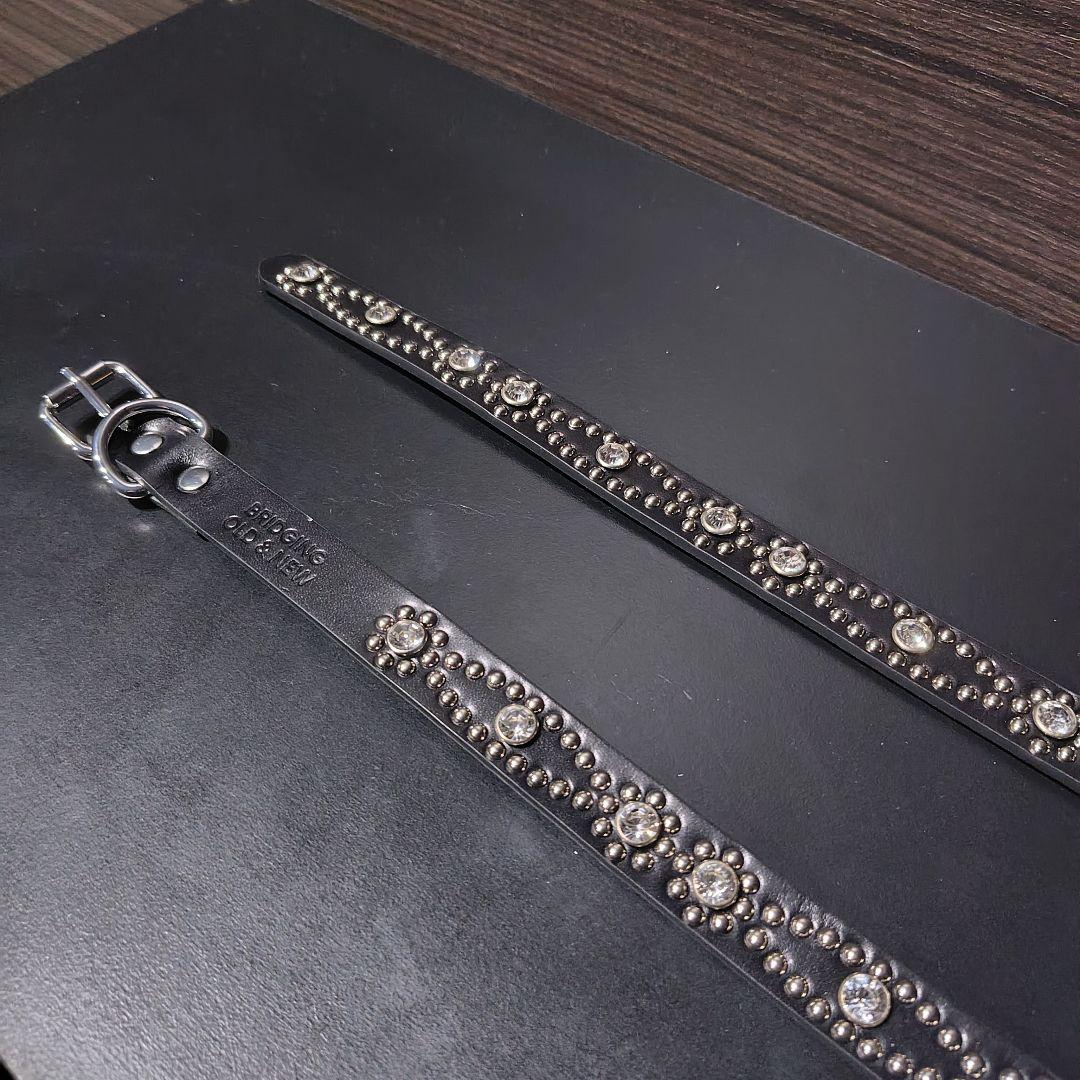 クロス銀■本革レザーフルスタッズナローベルト☆シルバーヴィンテージ