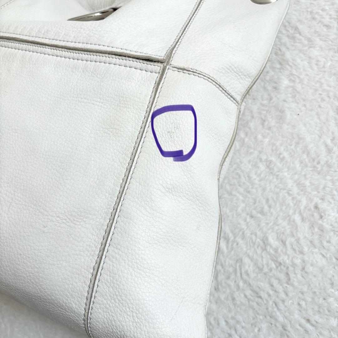 Bottega Veneta トートバッグ レザー シボ革 ホワイト 白 肩掛け