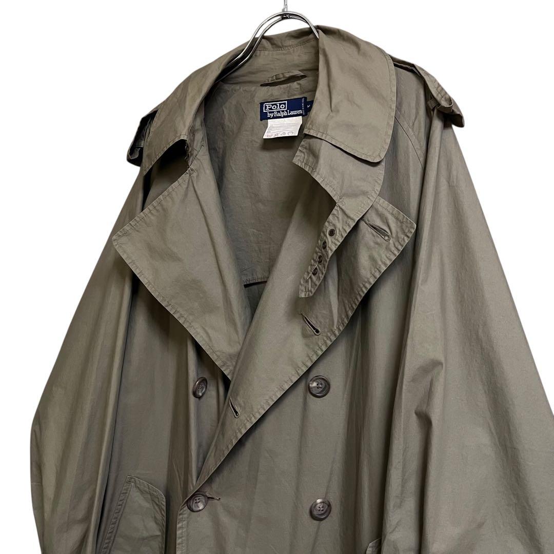 90s ポロラルフローレン トレンチコート M コットン ロング丈 カーキ 名作