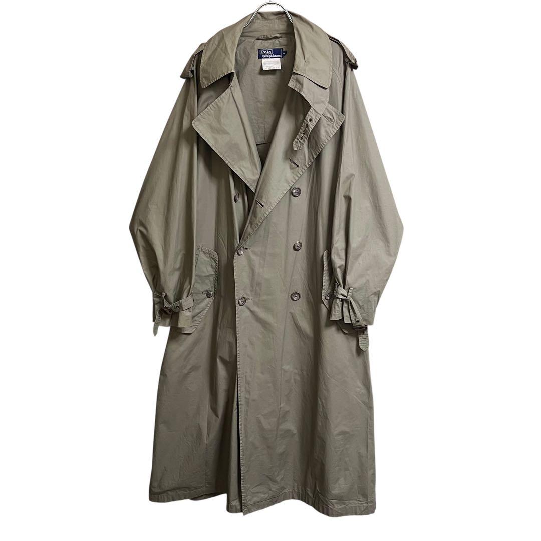 90s ポロラルフローレン トレンチコート M コットン ロング丈 カーキ 名作