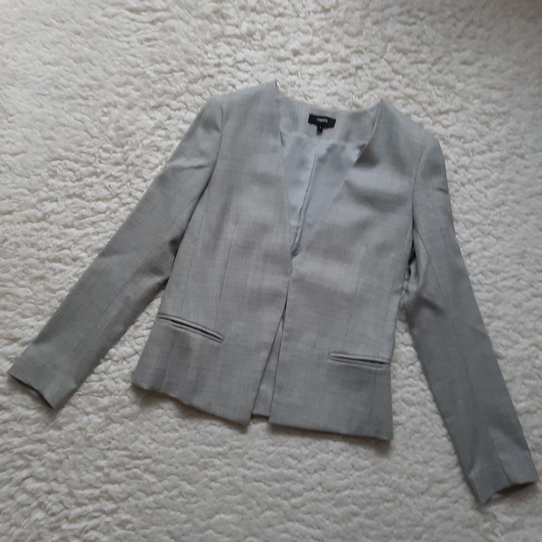 美品　Theory セオリー ノーカラー パンツスーツ グレー 0　S