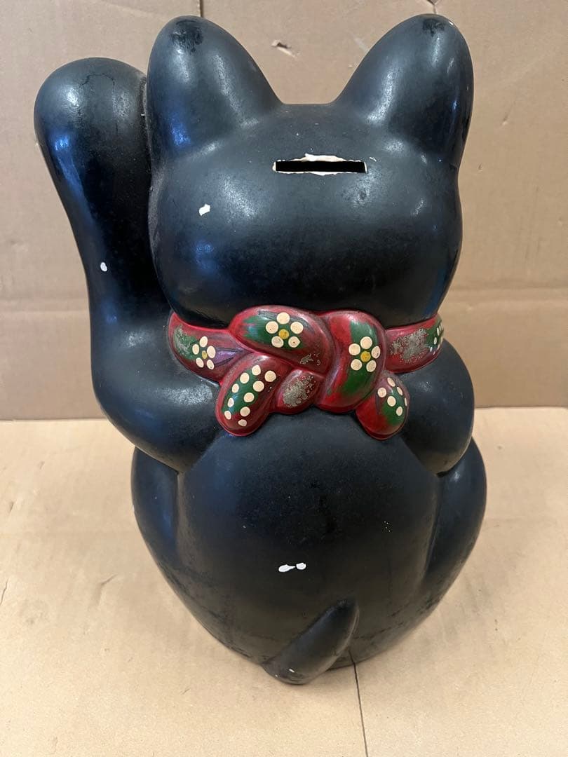 陶器製 縁起担ぎに 招き猫 幸運を呼ぶ置物　BIGサイズ　左手上げ
