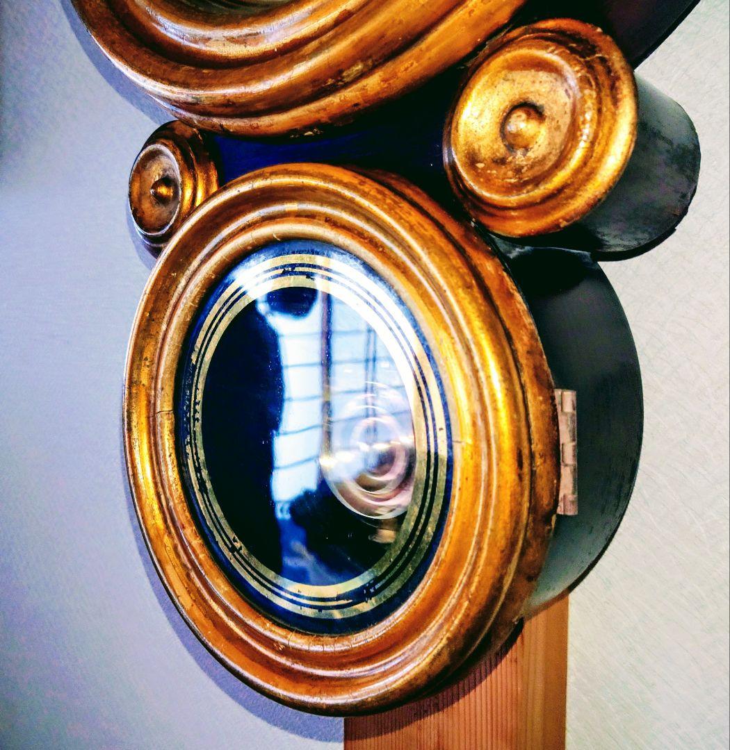 〈完動美品〉米国E.INGRAHAM　金箔押本四ツ丸達磨型ゼンマイ振り子掛け時計