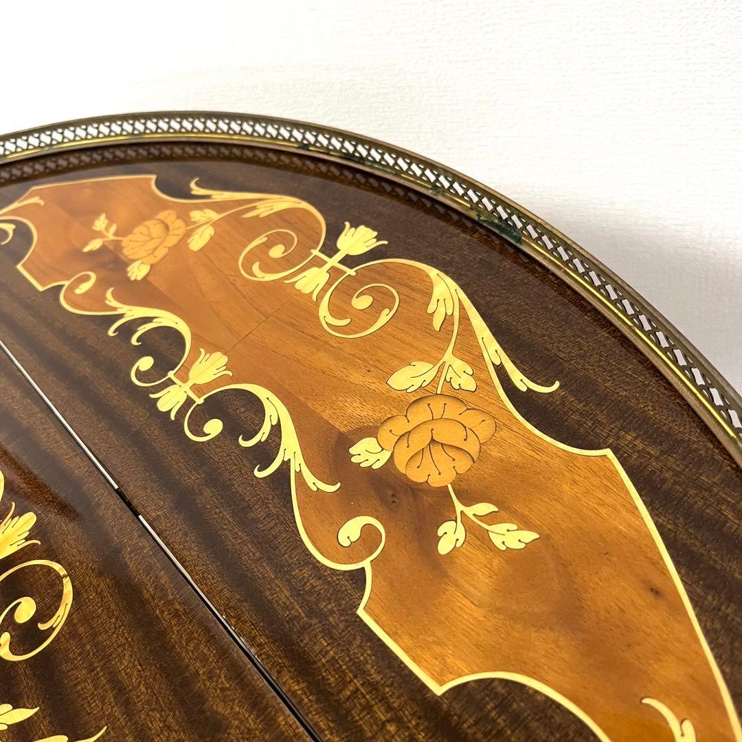 そ79【イタリア製】真鍮・薔薇リース象嵌細工 バタフライ キッチンワゴン