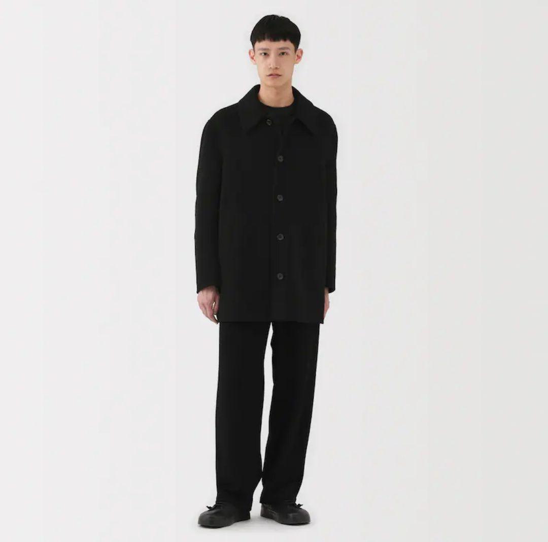 新品 Muji Labo カシミヤ混ショートステンカラーコート ブラック L