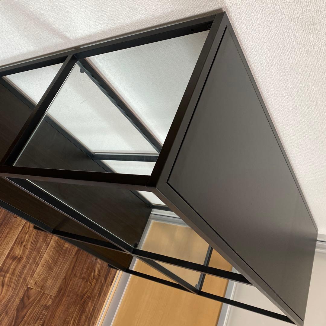 IKEAブラック/ガラス 3段シェルフ