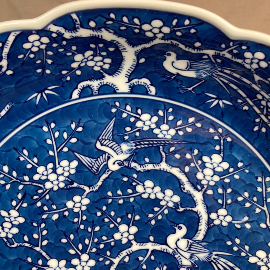 【源右衛門】古伊万里の伝統　日本の名窯　舘林源右衛門作　祥瑞手梅鳥文　大深皿