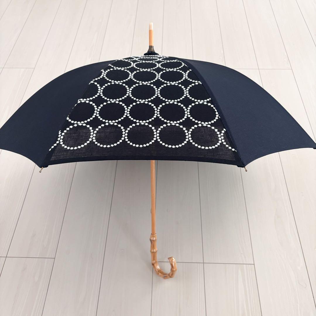 ★完成品★ミナペルホネン　タンバリン生地で仕立てた日傘（ネイビー）