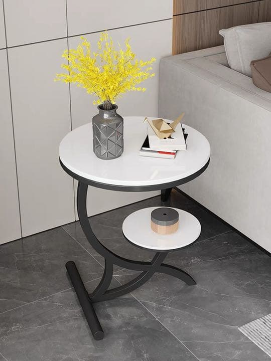 マーブル柄オシャレラウンドテーブル　センターテーブル カフェテーブル