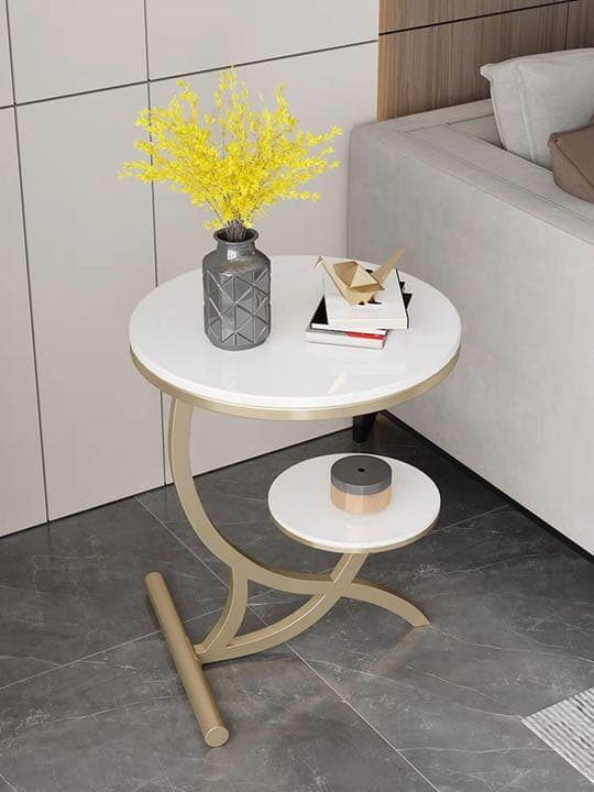 マーブル柄オシャレラウンドテーブル　センターテーブル カフェテーブル