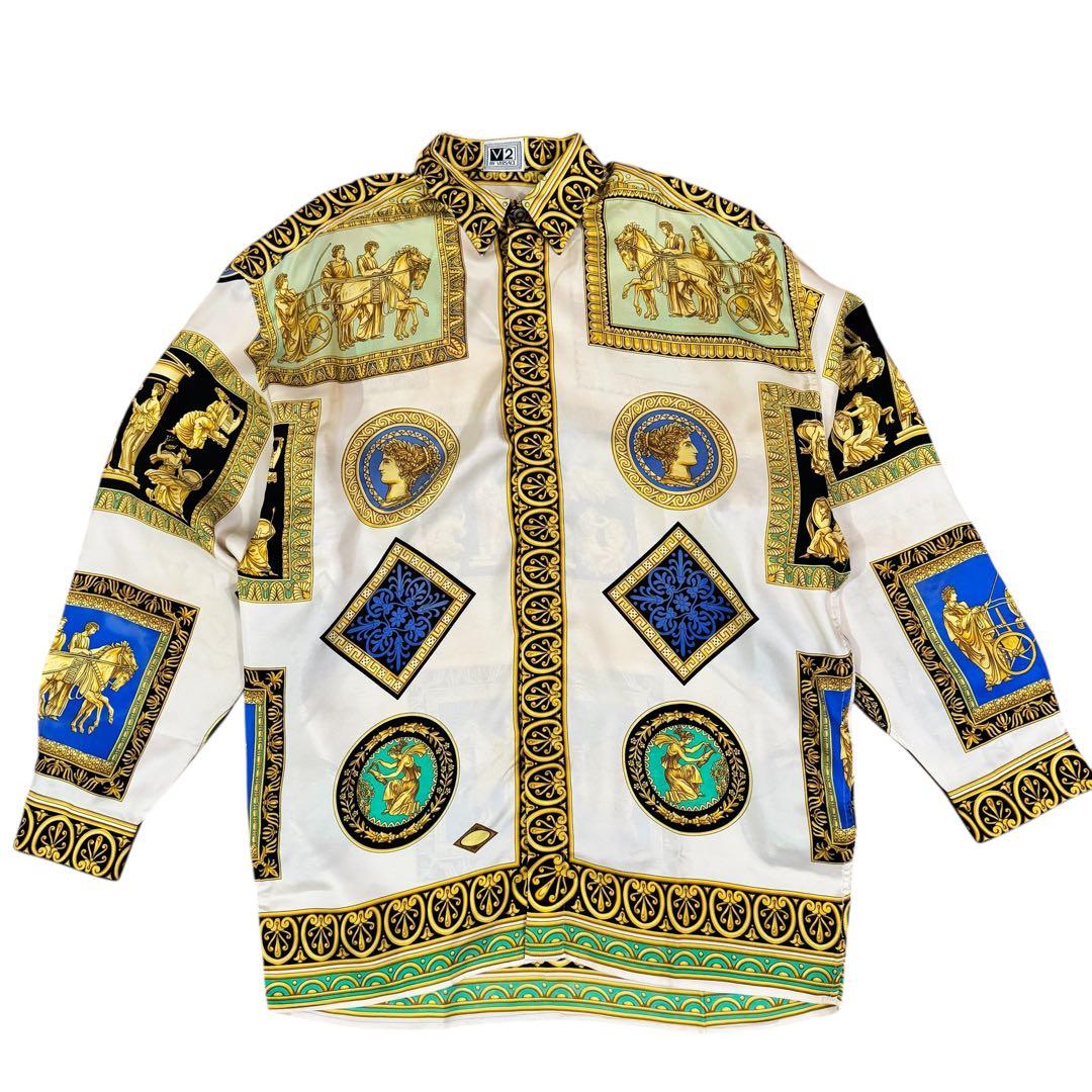 ヴェルサーチ V2 by versace 総柄シルクシャツ