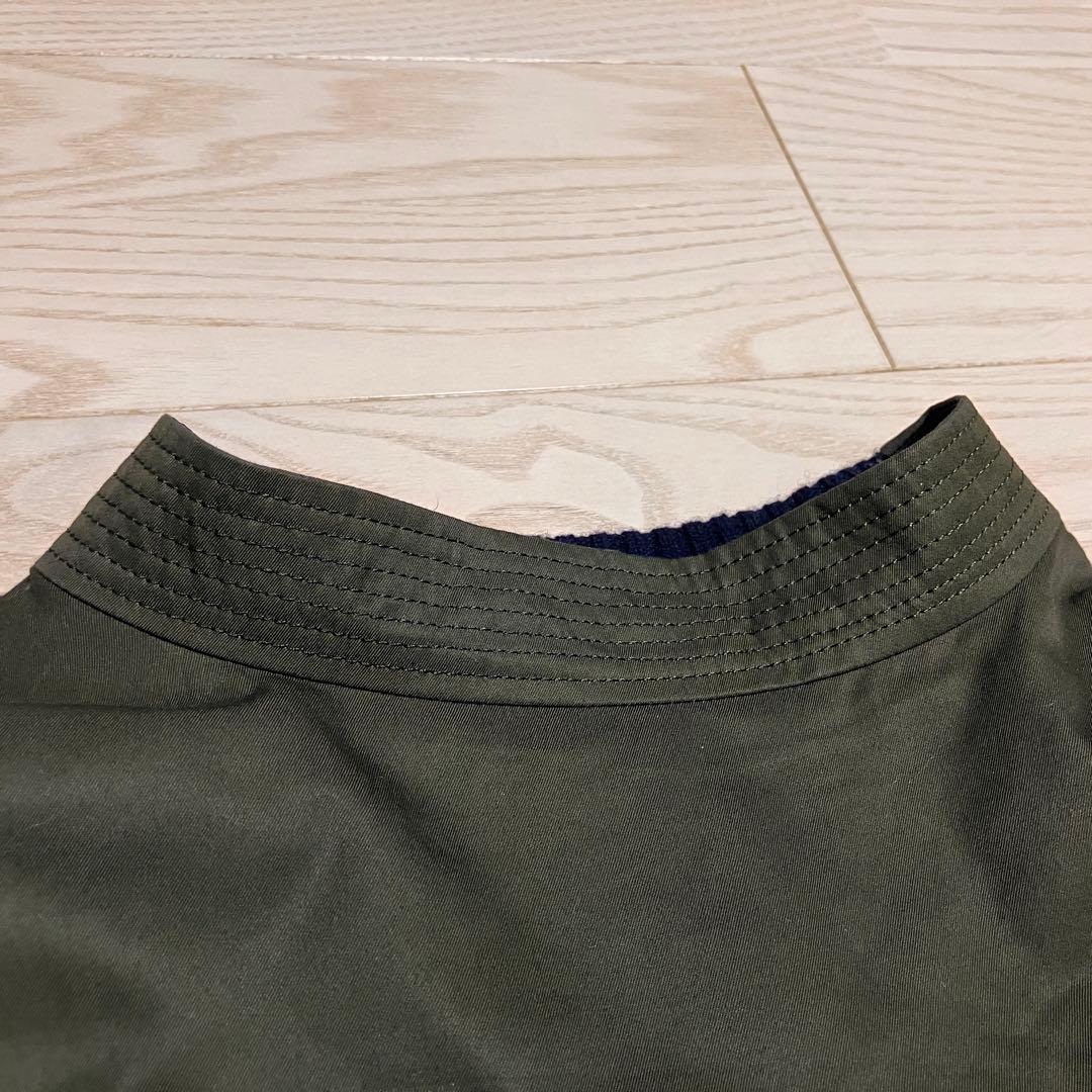 sacai バックプリーツ　異素材　半袖　プルオーバー　ウール　シルク　シフォン