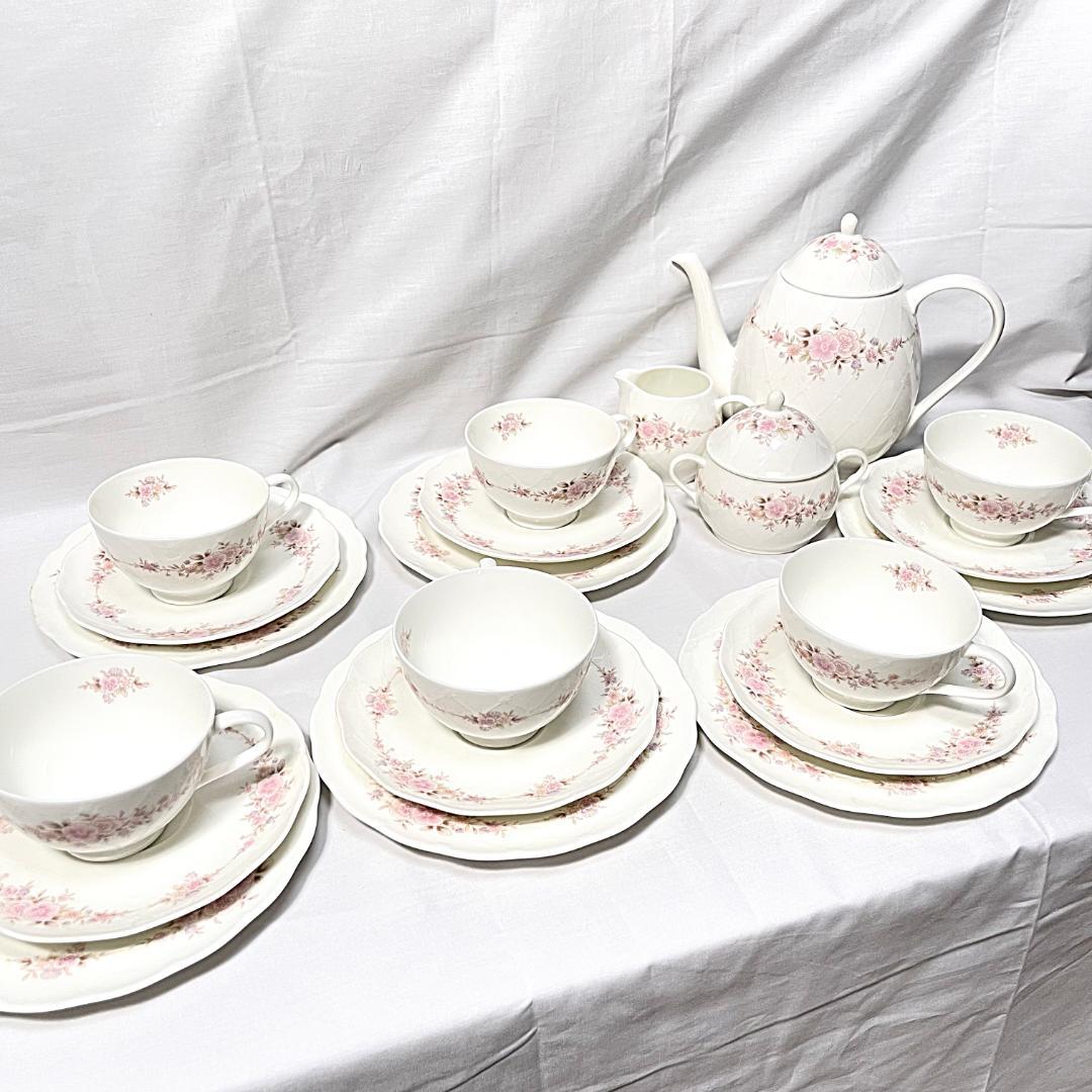 ノリタケ スタジオコレクション ティーセット 6組 桜 ピンク ティーポット