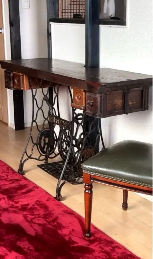 【超希少】アンティークミシン　テーブル　ハスクバーナ製　SINGER シンガー