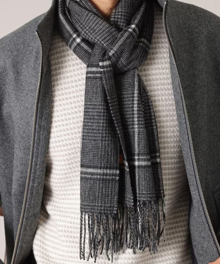 タケオキクチ　【洗えるベビーカシミヤ】グレンチェック マフラー