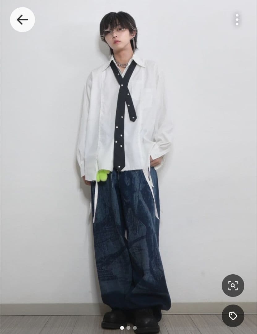 e*y様 【最安値】グランシー ダメージ ドッキング デザインシャツ M GRA