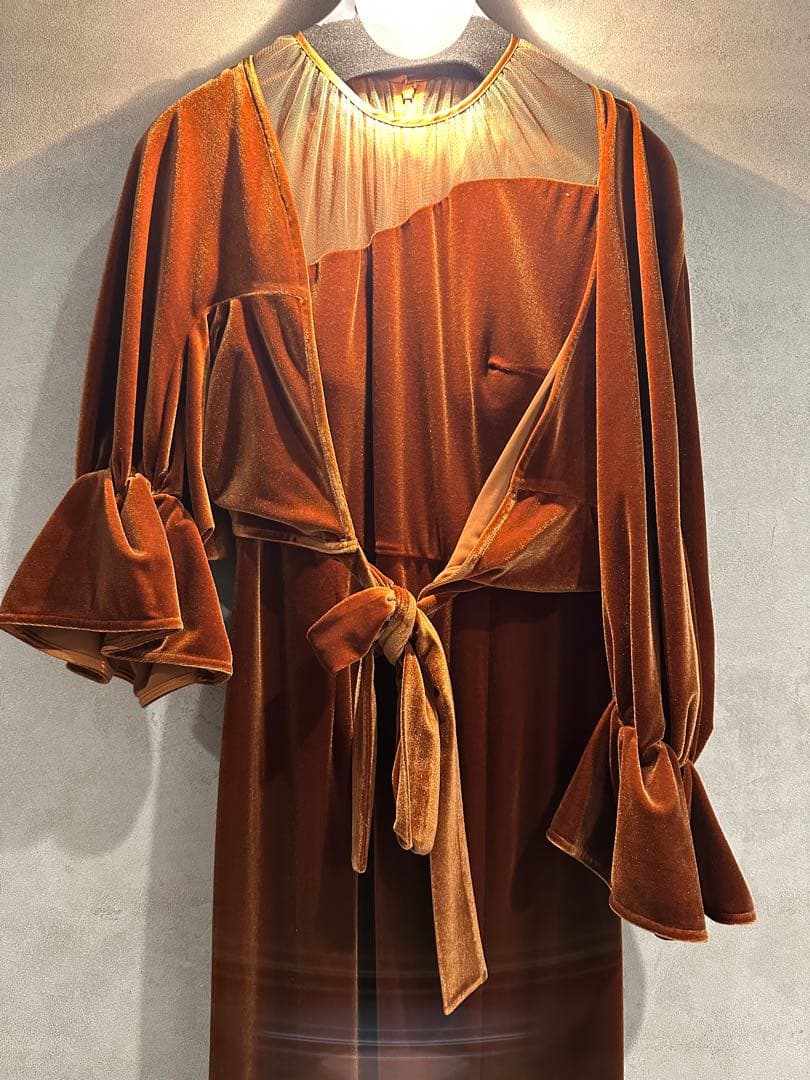 ワンピース Ameri VINTAGE 2WAY CURVE VELOURS DRESS