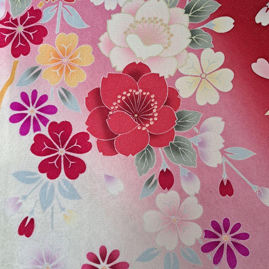 正絹振袖セット外単品 赤地ラメ入花柄 成人式 卒業式に最適