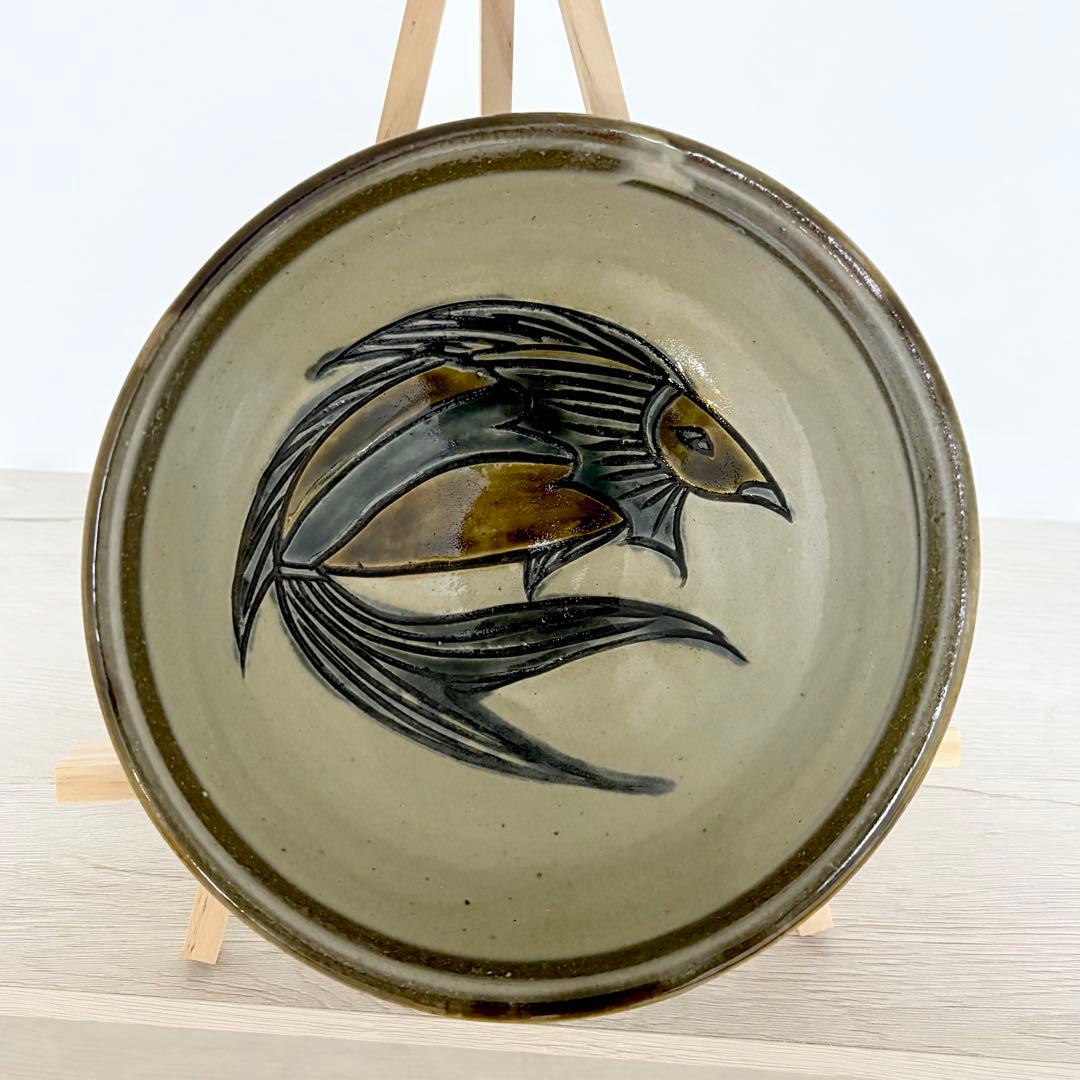 工芸品 Antique Tsuboya-yaki Fish Plate Okinawa
