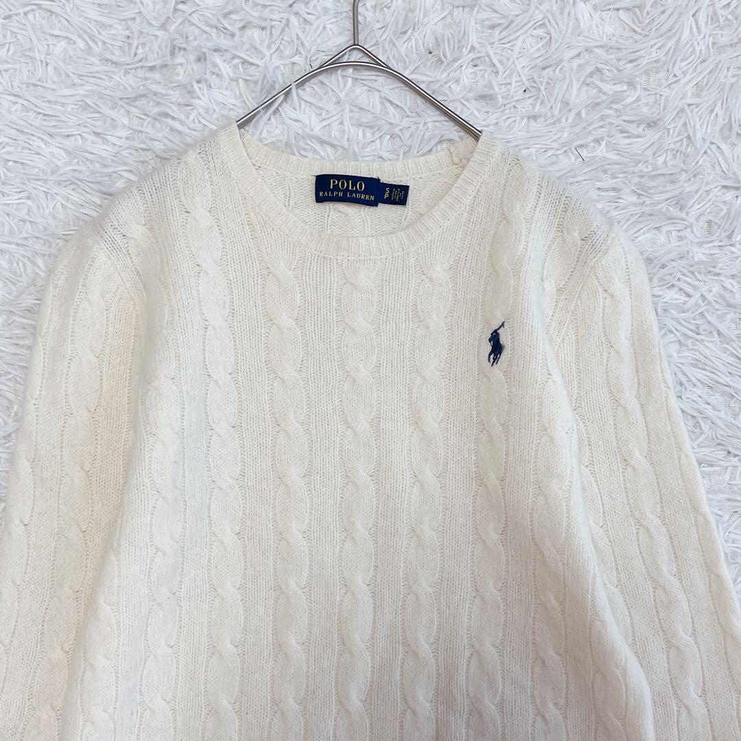 ポロラルフローレン ケーブルニット カシミヤ混 ポニー刺繍 ロゴ クルーネック