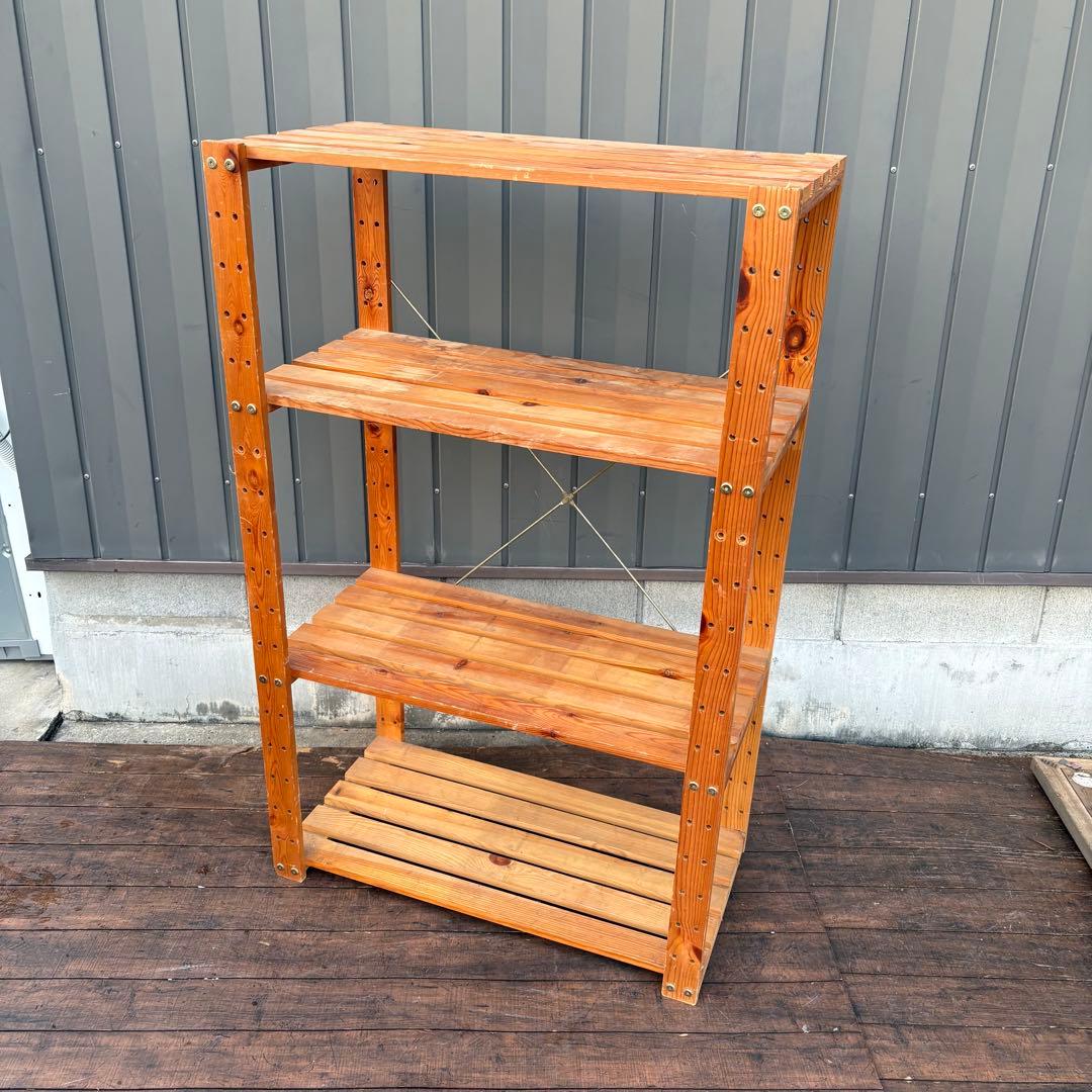 北欧レトロ 木製ラック 4段オープンシェルフ 飾り棚ビンテージ 収納棚ビンテージ